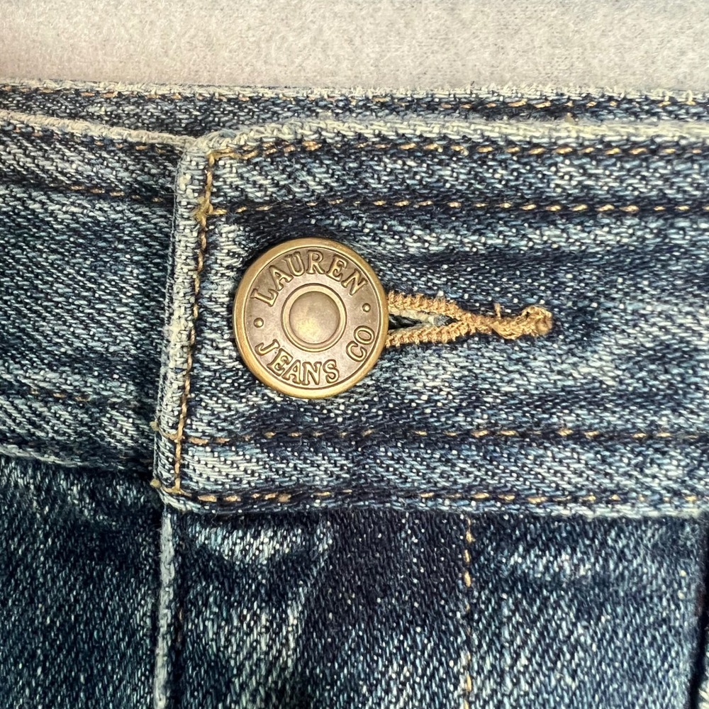 Lauren Ralph Lauren Denim Skirt Sz 8 Blue Pencil Knee Length Utility Pockets - Picture 5 of 10